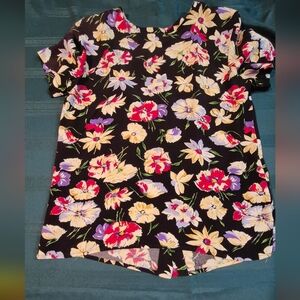 Womens Dressy Button Down Floral Top Size 4